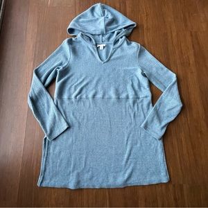 J.Jill Ribbed Sweater XS Hooded Hoodie Pullover X-Small Long Sleeve Blue Beach